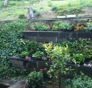 Jardín escalonado con jardineras